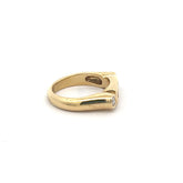 14k Yellow Gold .65ct E VS1 Princess Cut and Round Total Weight of Diamond Ring Design By German Designer
